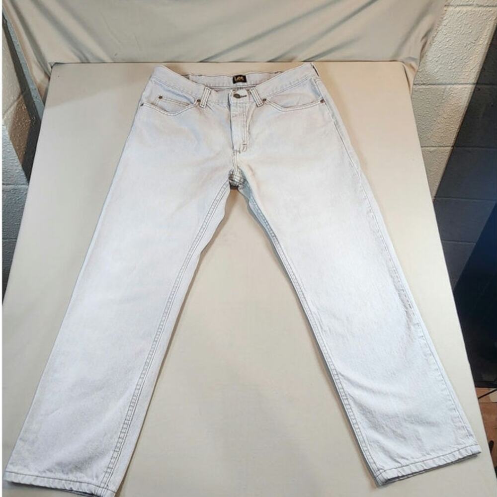 Lee Regular Fit Jeans Mens 36x29 Light Wash 100% Cotton Straight Leg Denim